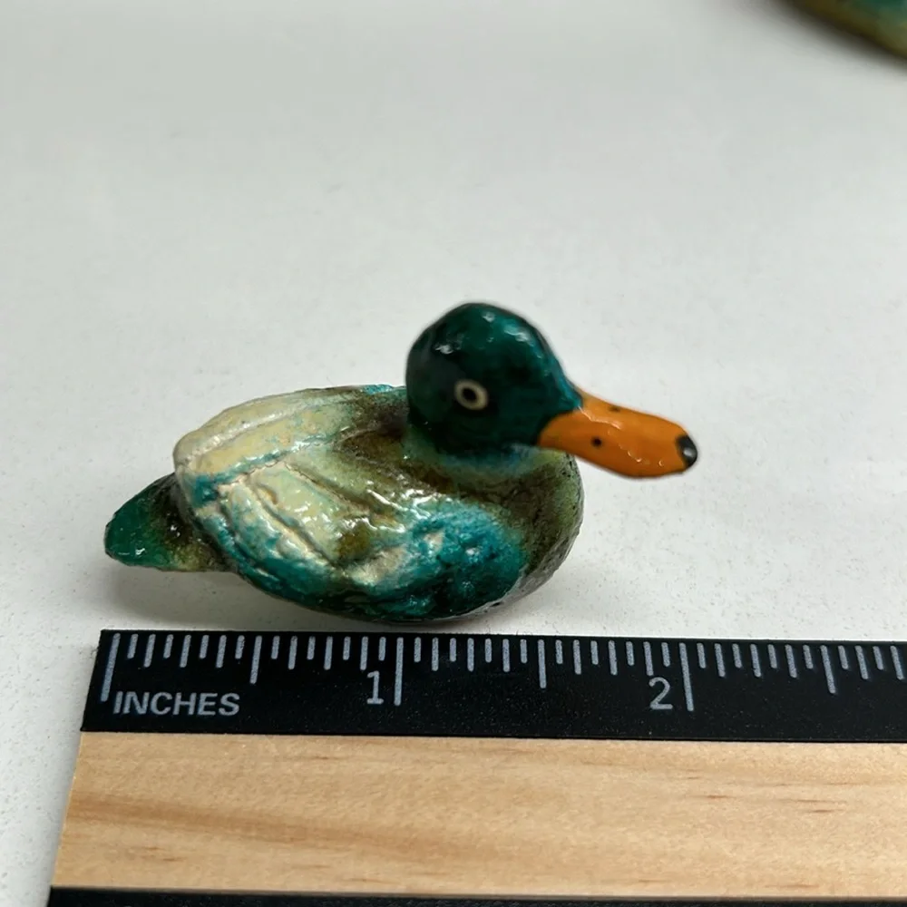 💕 Vintage Paper Mache Mallard Duck Small Figures Set Of Two - Picture 9 of 10